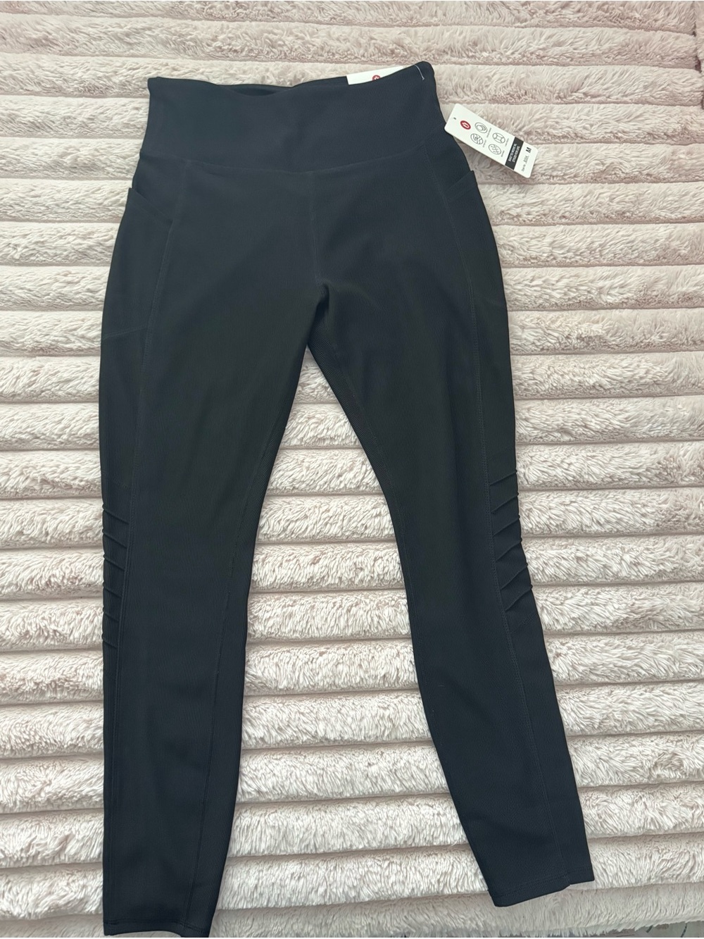 OTTO Black High-Waist Sculpting Leggings with Side Pleat Detail